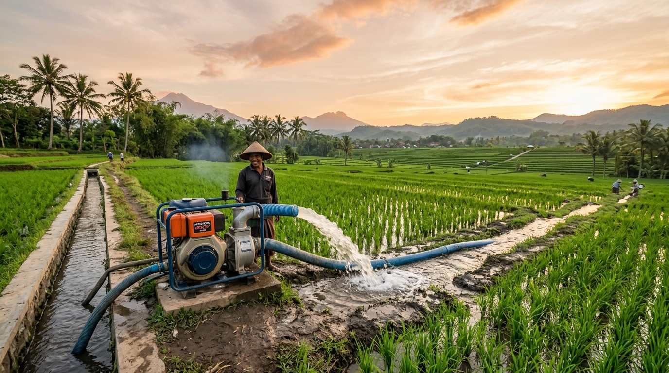 cara mengatur pengairan lahan dengan pompa air